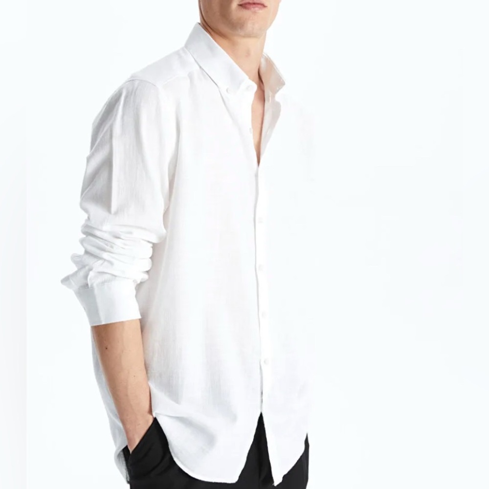 Acne White Dress Shirt Slim Fit Cotton